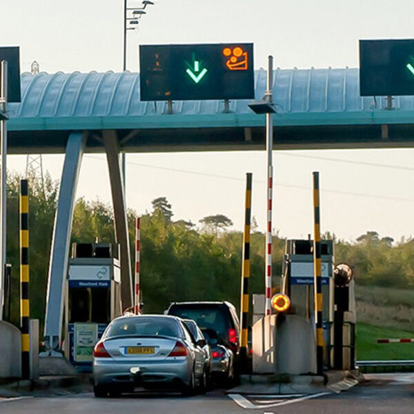 Cars passing through M6 Toll booths during active operations